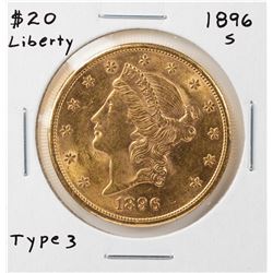 1896-S Liberty Head $20 Double Eagle Gold Coin