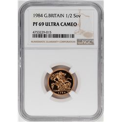 1984 Great Britain Proof Half Sovereign Gold Coin NGC PF69 Ultra Cameo