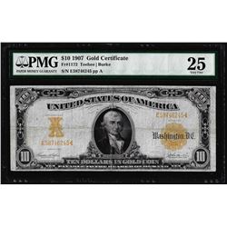 1907 $10 Gold Certificate Note Fr.1172 PMG Very Fine 25
