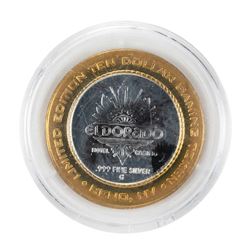 .999 Silver Eldorado Hotel and Casino $10 Casino Gaming Token Limited Edition