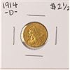 Image 1 : 1914-D $2 1/2 Indian Head Quarter Eagle Gold Coin