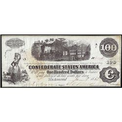 1863 $100 Confederate States of America Note