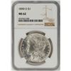 Image 1 : 1890-O $1 Morgan Silver Dollar Coin NGC MS62