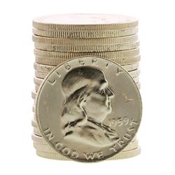 Roll of (20) Brilliant Uncirculated 1959 Franklin Half Dollar Coins