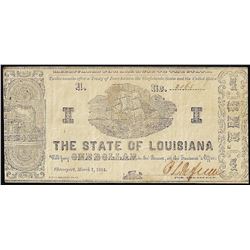 1864 $1 State of Louisiana Obsolete Note