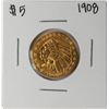 Image 1 : 1908 $5 Indian Head Half Eagle Gold Coin