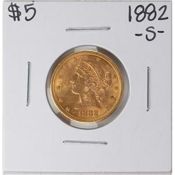 1882-S $5 Liberty Head Half Eagle Gold Coin