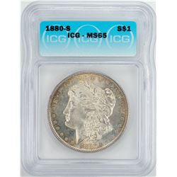 1880-S $1 Morgan Silver Dollar Coin ICG MS65