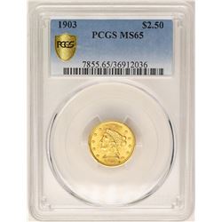 1903 $2 1/2 Liberty Head Quarter Eagle Gold Coin PCGS MS65