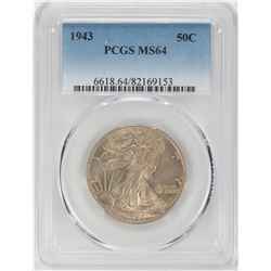 1943 Walking Liberty Half Dollar Coin PCGS MS64
