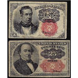 Lot of 1863 Fifth Issue 10/25 Cent Fractional Currency Notes