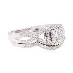 10KT White Gold 0.60 ctw Diamond Wedding Set