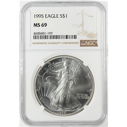 1995 $1 American Silver Eagle Coin NGC MS69