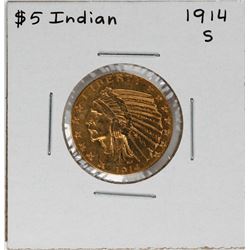 1914-S $5 Indian Head Half Eagle Gold Coin