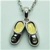 Image 2 : Silver Diamond Ladies Shoes Shaped Necklace, Suggested Retail Value $55