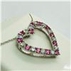 Image 1 : Silver Created Pink Sapphire Heart Shaped Necklace, Suggested Retail Value $44