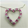 Image 2 : Silver Created Pink Sapphire Heart Shaped Necklace, Suggested Retail Value $44