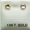 Image 2 : 10K Yellow Gold White Topaz(0.45ct) Earrings, Made in Canada, Suggested Retail Value $100