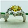 Image 1 : Silver Yellow Cubic Zirconia(5.1ct) Ring, Suggested Retail Value $100