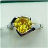 Image 2 : Silver Yellow Cubic Zirconia(5.1ct) Ring, Suggested Retail Value $100