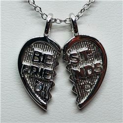 Silver Diamond "Best Friends" Necklace, Suggested Retail Value $75