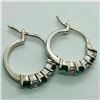 Image 1 : Silver Simulated Emerald Earrings, Suggested Retail Value $30