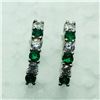 Image 2 : Silver Simulated Emerald Earrings, Suggested Retail Value $30