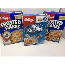 Lot of Kellogg's Frosted Flakes and Rice Krispies Cereal (3 x 425g)