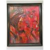 Image 1 : Signed Indian Oil Painting- J Hilton- Frame 34" X 28"