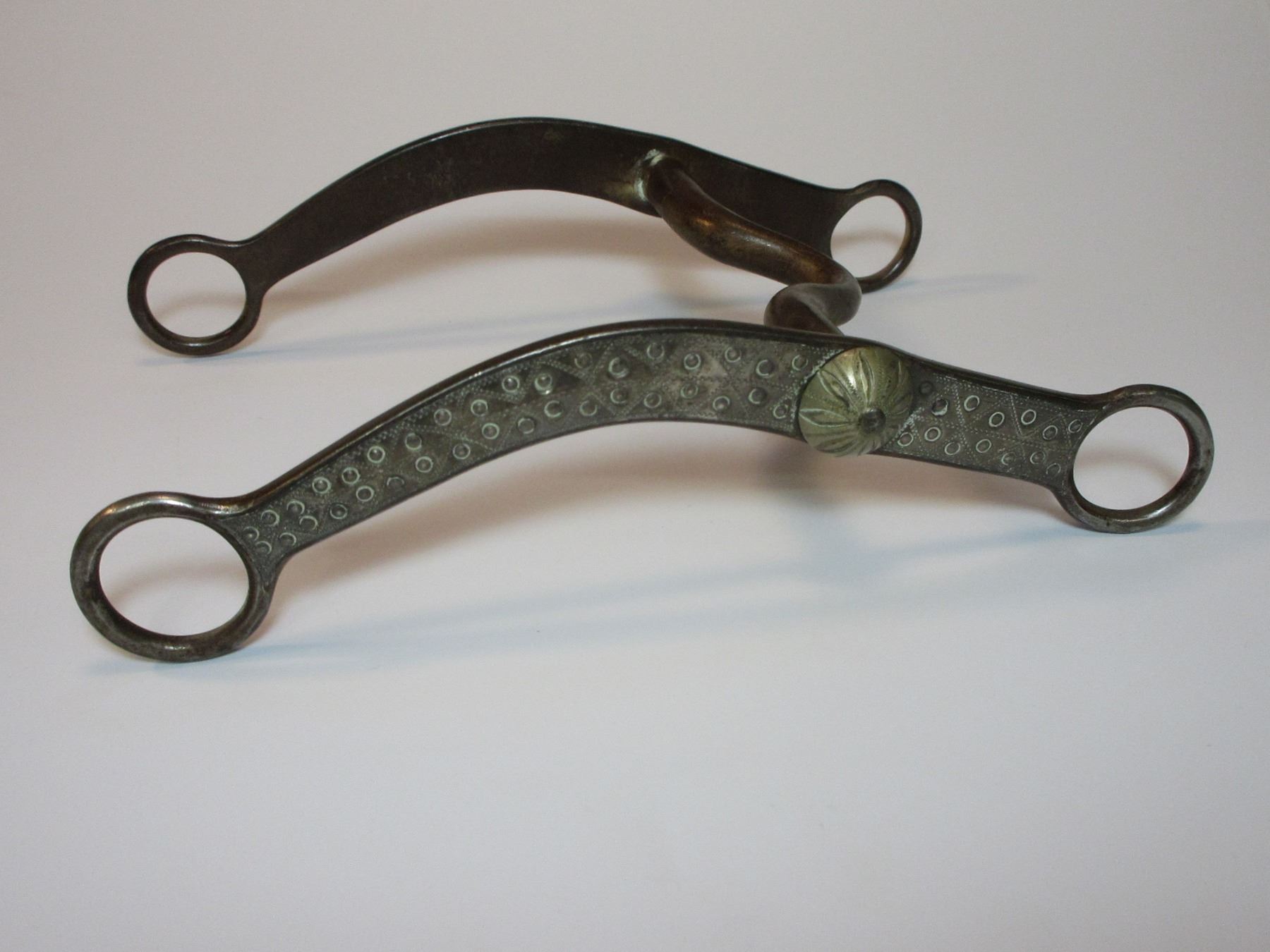 Unmarked Silver Inlaid Bit Long Shank Curb Mouth Jello Mold Conchos