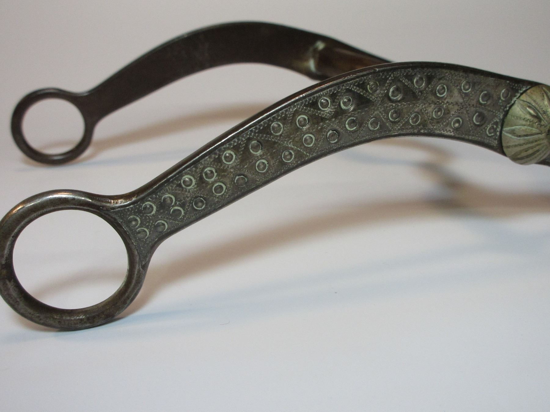 Unmarked Silver Inlaid Bit Long Shank Curb Mouth Jello Mold Conchos