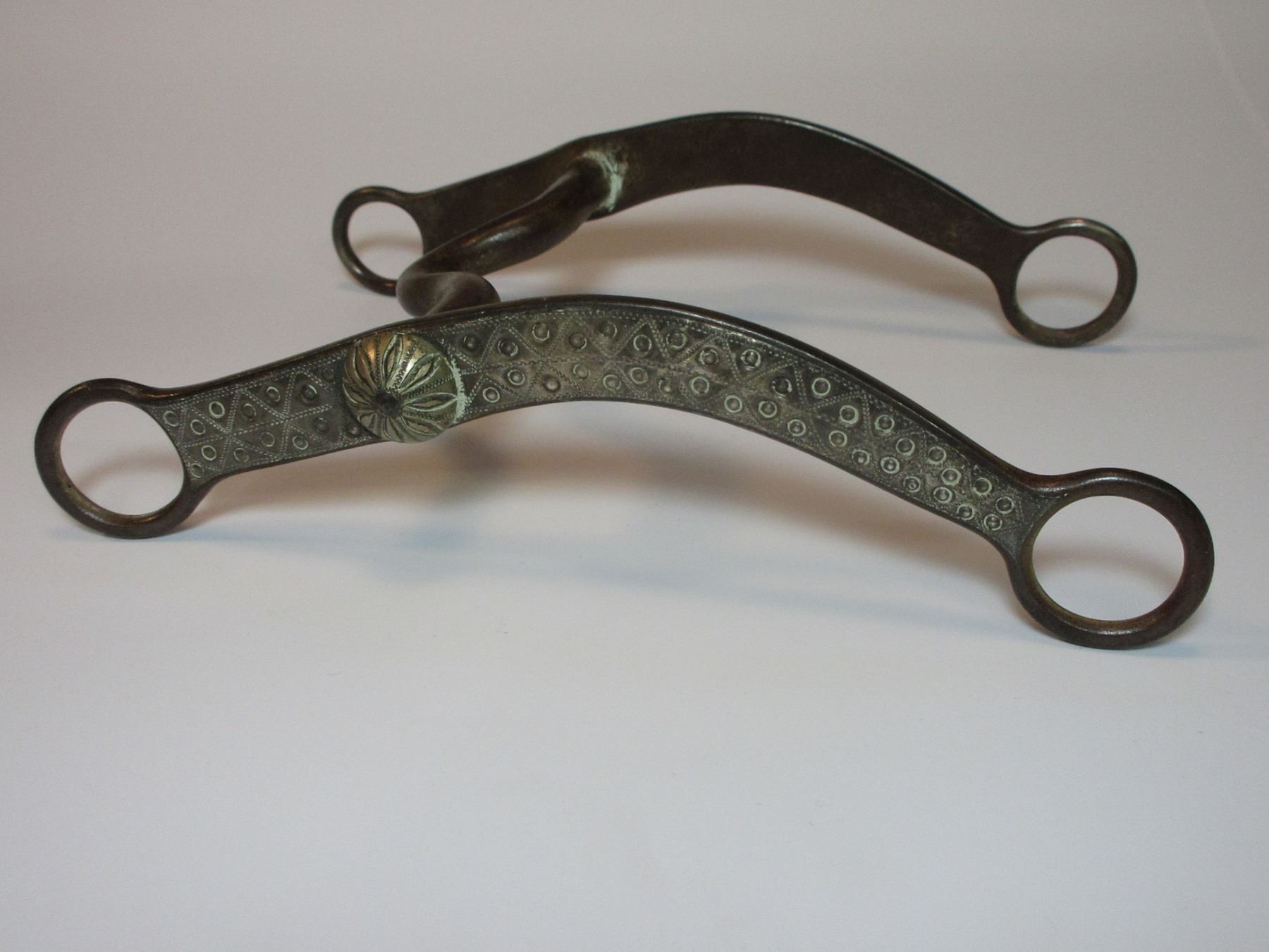 Unmarked Silver Inlaid Bit Long Shank Curb Mouth Jello Mold Conchos