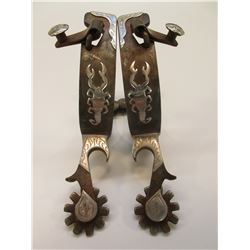 Unmarked Overlaid Bottle Opener Spurs- Scorpions- 1" Bands- 2.5" Shanks- 10 Point Rowels- Chap Guard