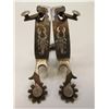 Image 1 : Unmarked Overlaid Bottle Opener Spurs- Scorpions- 1" Bands- 2.5" Shanks- 10 Point Rowels- Chap Guard