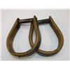Image 1 : Early Brass Bound Oxbow Stirrups- 7" X 6"