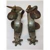 Image 1 : Marked Kelly Bros Heavy Beaded Spurs- 1.2" Bands- 1.5" Shanks- 6 Point Rowels- Original Stamped Stra
