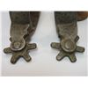 Image 2 : Marked Kelly Bros Heavy Beaded Spurs- 1.2" Bands- 1.5" Shanks- 6 Point Rowels- Original Stamped Stra