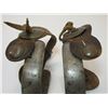 Image 3 : Marked Kelly Bros Heavy Beaded Spurs- 1.2" Bands- 1.5" Shanks- 6 Point Rowels- Original Stamped Stra