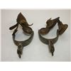 Image 7 : Marked Kelly Bros Heavy Beaded Spurs- 1.2" Bands- 1.5" Shanks- 6 Point Rowels- Original Stamped Stra