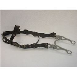 Old Dotted Headstall- With Aluminum Heart Shank Curb Bit