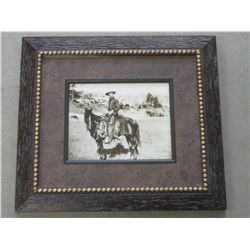 Unsigned Photo- "The Cowboy"- Dotted Frame- 18.5" X 16.5"