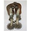 Image 5 : Marked Crockett Silver Overlaid Spurs- Frontier Pattern- 1.5" Bands- 2.25" Shanks- 16 Point Rowels