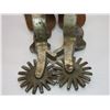 Image 7 : Marked Crockett Silver Overlaid Spurs- Frontier Pattern- 1.5" Bands- 2.25" Shanks- 16 Point Rowels