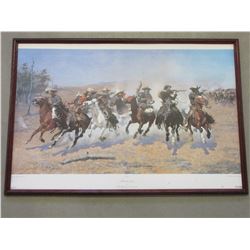 Signed Frederic Remington Print- "A Dash for Timber"- #263- 37" X 25.5"