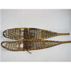 Marked Made In Canada For Safesport Co Denver Colo Rawhide Snowshoes- One Shoe Has Been Repaired