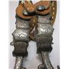 Image 4 : Marked Fleming Silver Inlaid Spurs- 1.2" Bands- 2.5" Shanks- 10 Point Rowels- Barrel Chap Guards