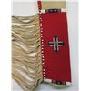 Image 4 : Contemporary Beaded and Fringed Native Scabbard- Cloth and Deer Antler- Flap- 45"L X 9" at Widest Pa