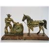 Image 1 : Horse and Cowboy Clock- Clock Works and is Marked United Self Starting- Plastic Base 20.5"L X 5"D X 
