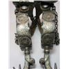 Image 3 : Unmarked GS Garcia Silver Inlaid Spurs- Dandy and Shield Pattern- 1" Bands- 2.5" Shanks- 14 Point En