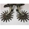 Image 2 : Unmarked Estrada Silver Overlaid Spurs- .75" Bands- 2.5" Shanks- 16 Point Etched Rowels- Barrel Chap
